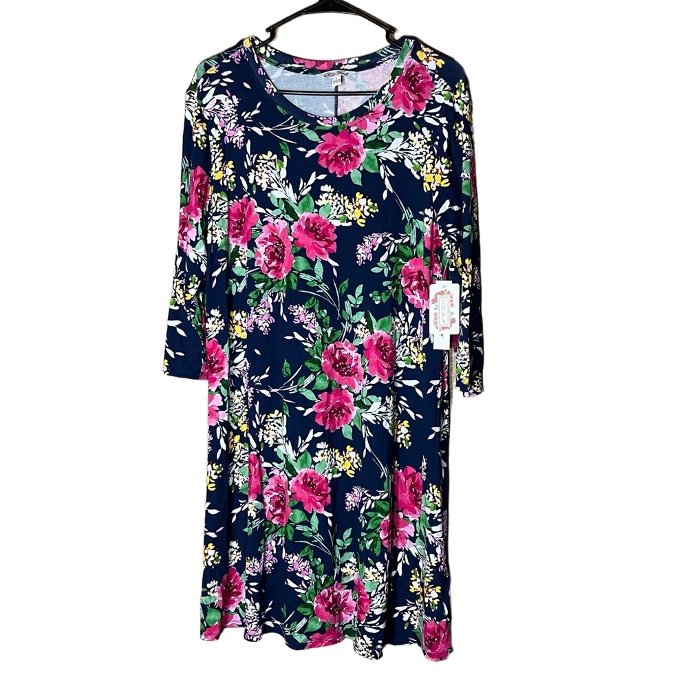 NWT The Pioneer Woman Top Womens L Navy Floral Print Scoop Neck Bohemian